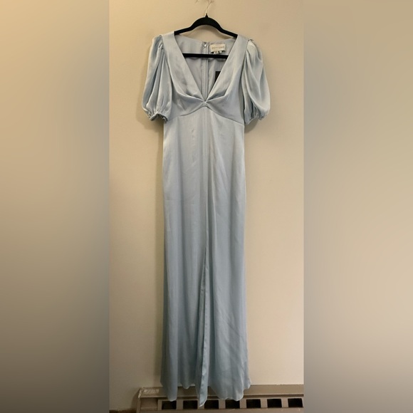 NWT Sachin + Babi Alli Evening Gown with Puffy Sleeves in‎ Ice Blue - 0 - Picture 1 of 14
